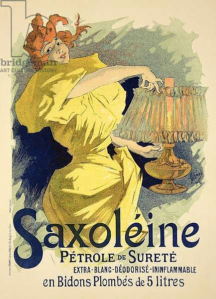 Reproduction of a poster advertising 'Saxoleine', safe parrafin oil, 1896