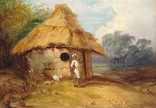 View in Southern India, with a Warrior Outside his Hut, c.1815
