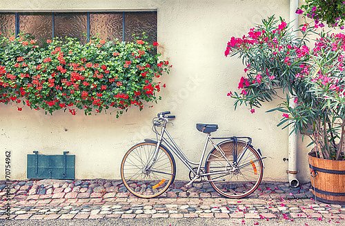 Франция. Велосипед и цветы