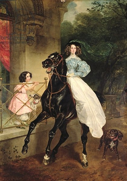 The Horsewoman, Portrait of Giovanina and Amacilia Paccini, wards of Countess Samoilova, 1832