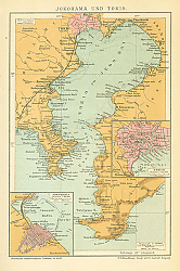 Постер Карта Токийского залива: города Иокогама и Токио 1