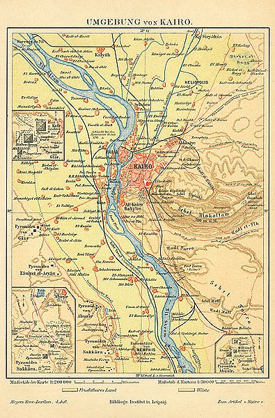 Карта окрестностей Каира, конец 19 в. 2