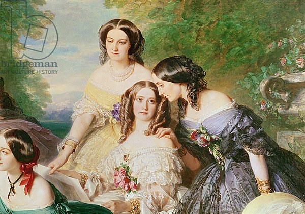 Empress Eugenie and her Ladies in Waiting, detail, 1855