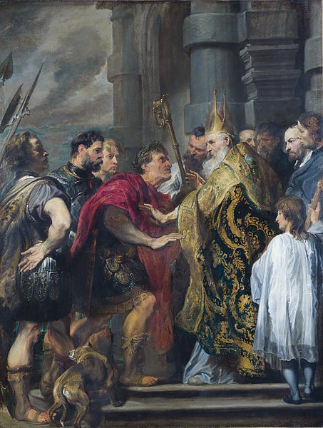 Святой Амбросий изгоняющий Феодосия из Миланского собора