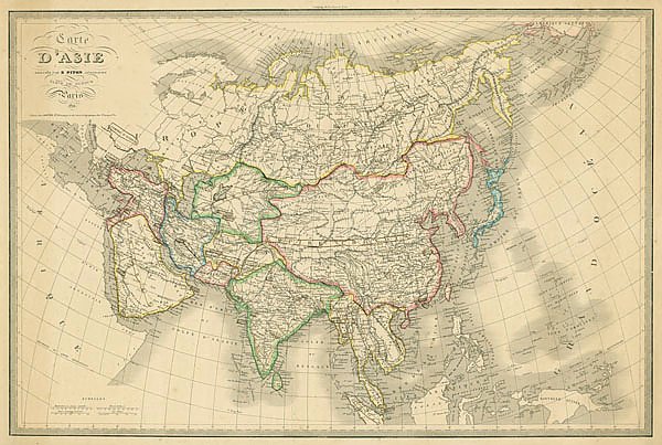Карта Азии: Европейская и Азиатская части России, Китайская Империя и страны Персидского залива, 1844 г. 1