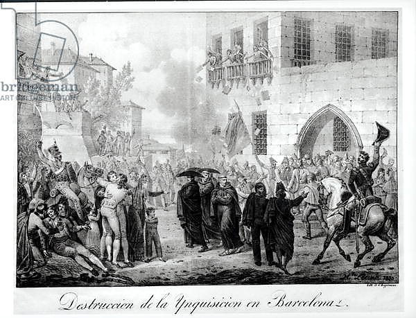 Destruction of the Inquisition in Barcelona, 10th March 1820, engraved by Godefroy Engelmann