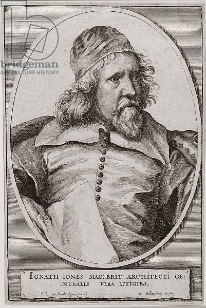 Portrait of Inigo Jones engraved by Wenceslaus Hollar 1655