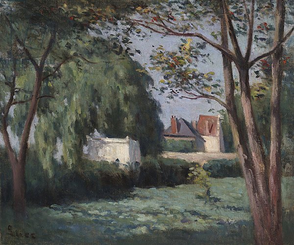 Country Scene with Three Houses and Trees, c.1900