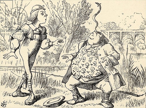 Father William balancing an eel on his nose, from 'Alice's Adventures in Wonderland'