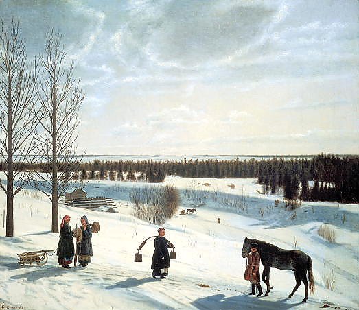 Зимний пейзаж. Русская зима. 1827