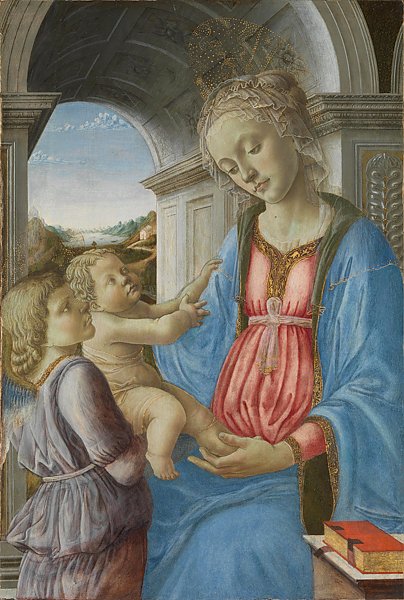 Дева Мария с младенцем и ангелом