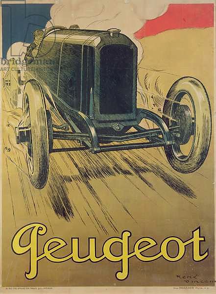 Poster advertising a Peugeot Racing Car, c.1918