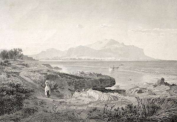 Palermo gulf. Original illustration was created by A. Achenbach and J. Richter and published in Trie