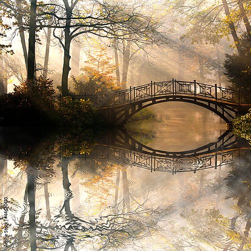 Осень, мостик в парке