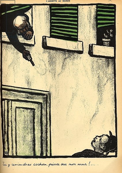 A bourgeois fires from his window on a passerby, 1902
