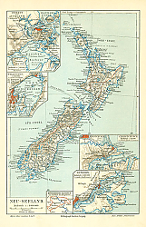 Постер Карта Новой Зеландии 3