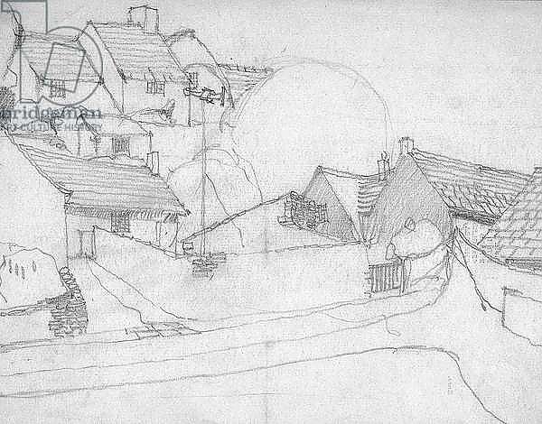 Sketch of English Village, c.1920