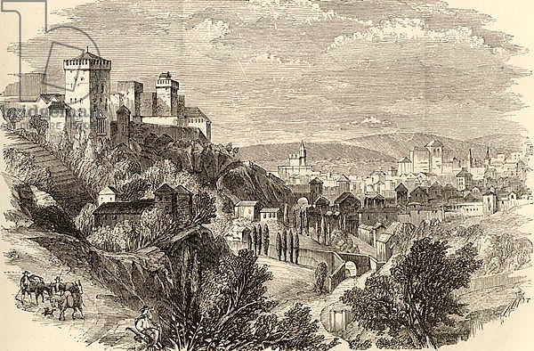 Granada and the Alhambra, illustration from 'Spanish Pictures' by the Rev. Samuel Manning