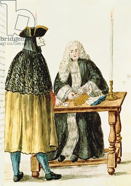 A Magistrate Playing Cards with a Masked Man