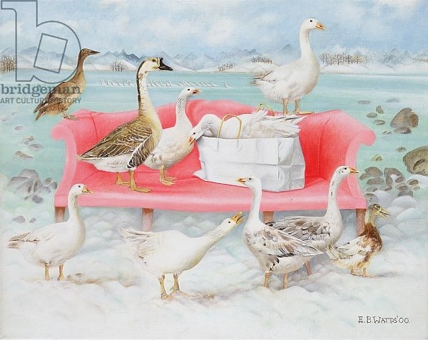 Geese on Pink Sofa, 2000