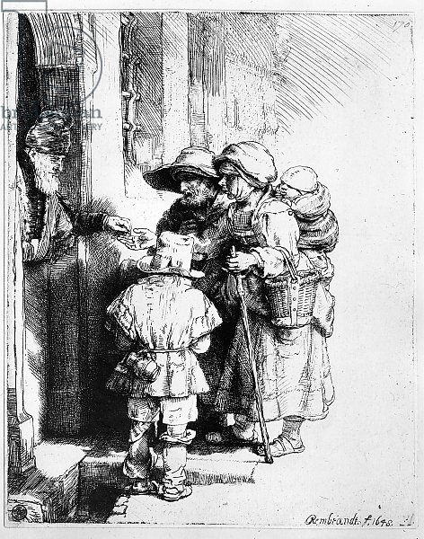 Beggars receiving alms, 1648