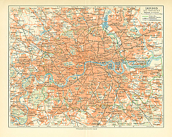 Постер Карта Лондона с пригородами 1