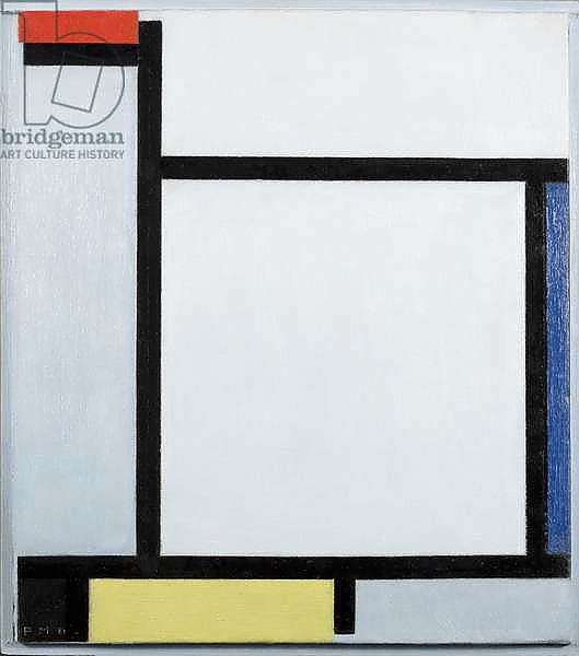 Composition with red, blue, black, yellow and grey, 1921