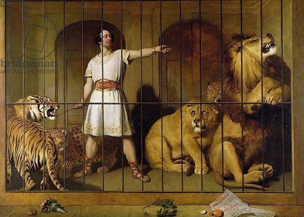Portrait of Mr Van Amburgh as he Appeared with his Animals at the London Theatre, 1847