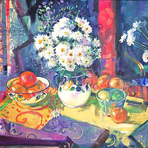Flowers and Fruit in a Green Bowl, 1997