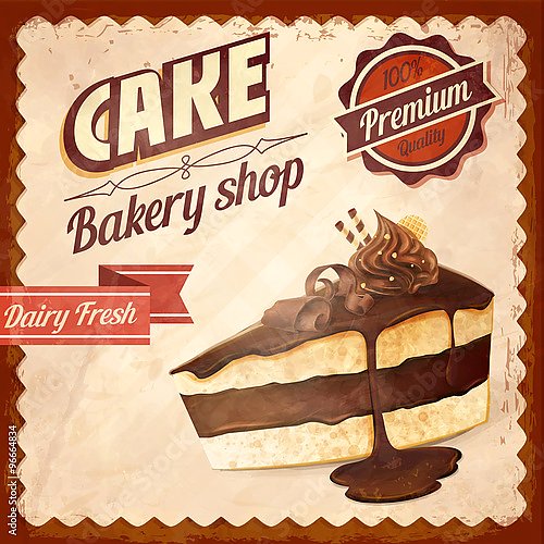 Ретро плакат с шоколадным пирожным