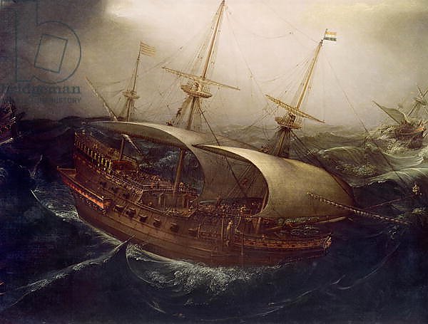 Dutch Battleship in a Storm