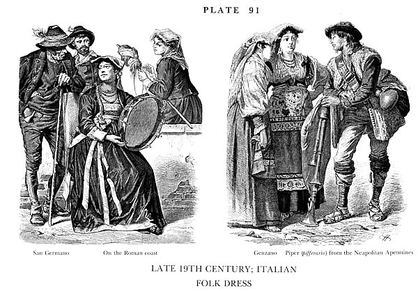 Fin du XIXè Siècle, Habits Traditionnels Italien, Late 19Th Century Italian Folk Dress 2