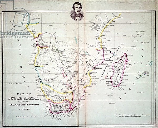 Map of South Africa illustrating Dr. Livingstone's discoveries
