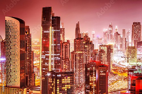 Дубай, вид на ночной город