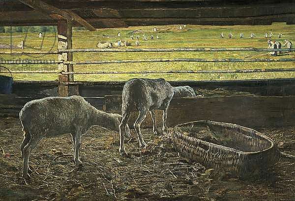 Contrast of light, 1887, by Giovanni Segantini, oil on canvas, 76x110 cm.
