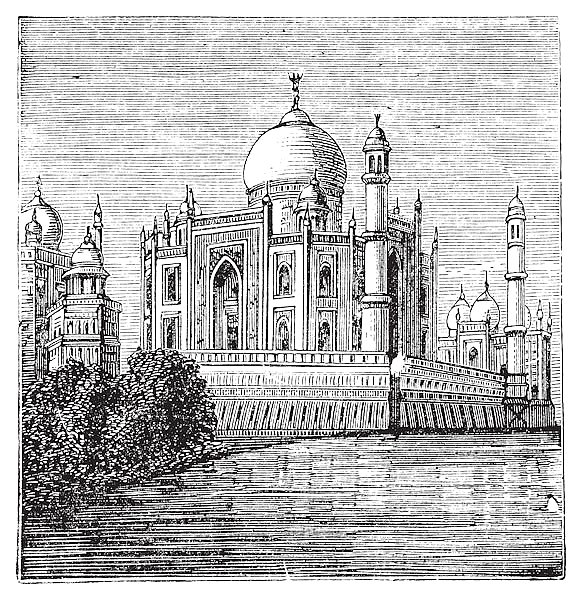 Taj-Mahal, India. Old engraved illustration of the famous Taj-Mahal.