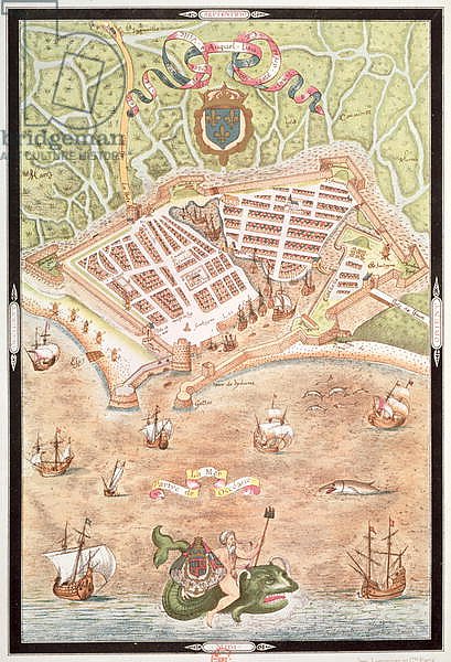 Plan of Le Havre in 1583, 'Les Premiers Oeuvres de Jacques Devaulx Pillote en la Marine'