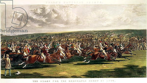 The Start of the Memorable Derby of 1844, engraved by Charles Hunt