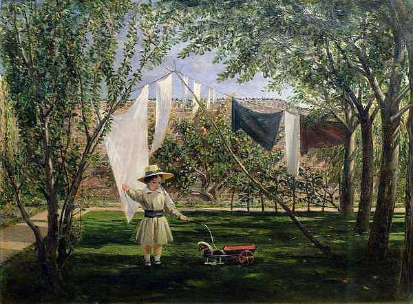 A Garden Scene, with a boy, the artist's son George Dunlop Leslie, 1840