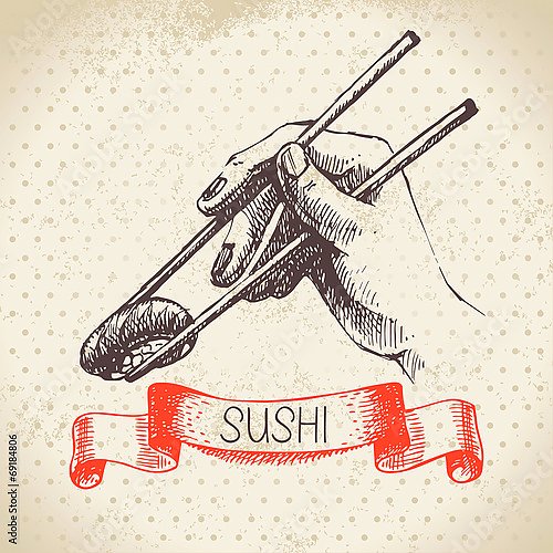 Иллюстрация с суши в руке