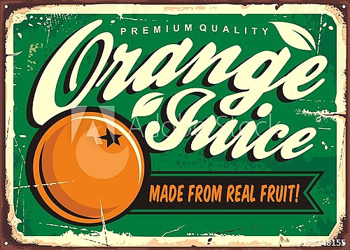 Апельсиновый сок, винтажный ретро постер