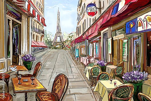 Уличное кафе в Париже, скетч 3