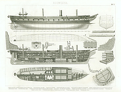 Постер Seewesen. Seitenansicht einer modernen gedeckten Coroette (28 Kanonen)