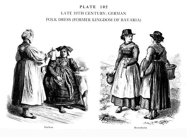 Fin du XIXè Siècle, Habits traditionnels Bavarois, Late 19Th Century, German Folk Dress, Former King