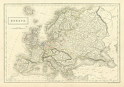 Постер Карта Европы, 1840 г.