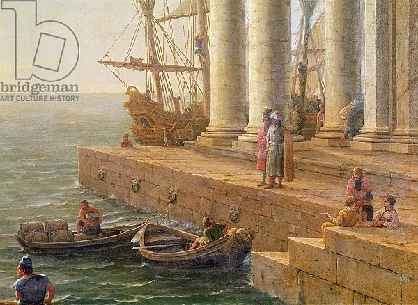 Harbour scene, detail from 'Departure of Ulysses from the land of the Feaci', 1646