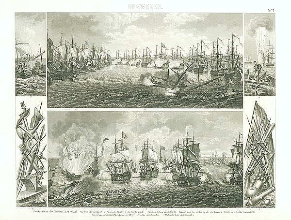 Seewesen. Seeschlacht in der Tschesme-Bai (1770)