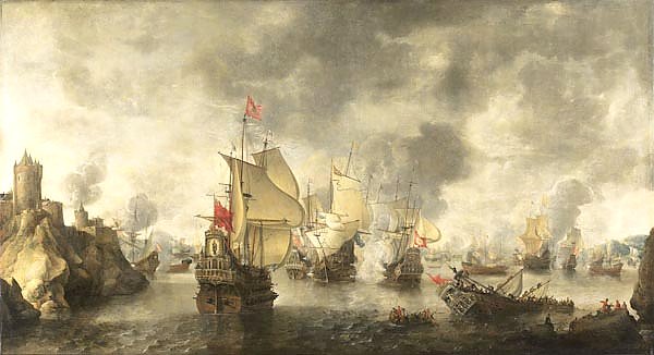 Battle of the combined Venetian and Dutch fleets against the Turks in the Bay of Foja