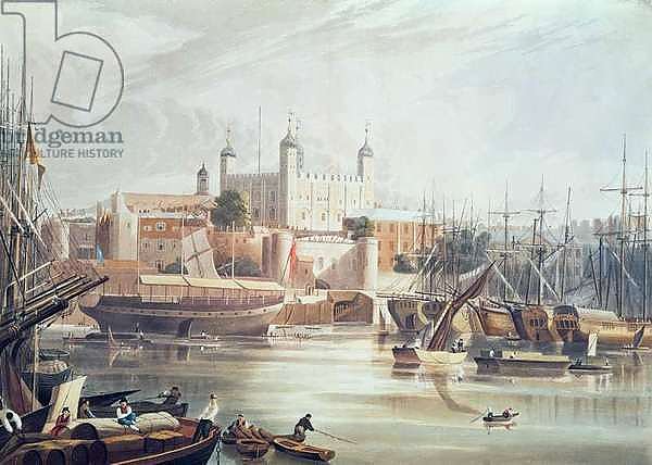 View of the Tower of London, engraved by Daniel Havell pub. in Ackermann's Repository of Arts, 1819