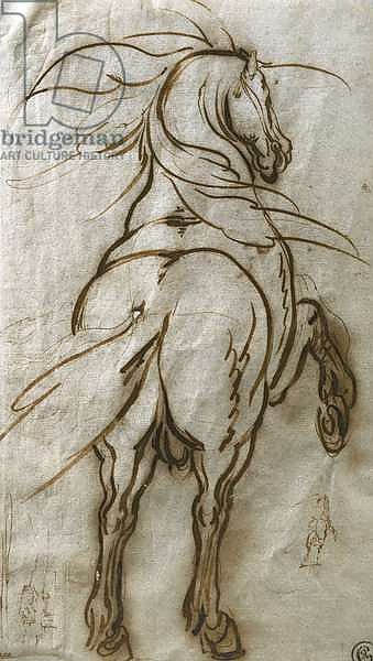 Study of a Rearing Horse, with a Subsidiary Study of the Same and a View of a Town,